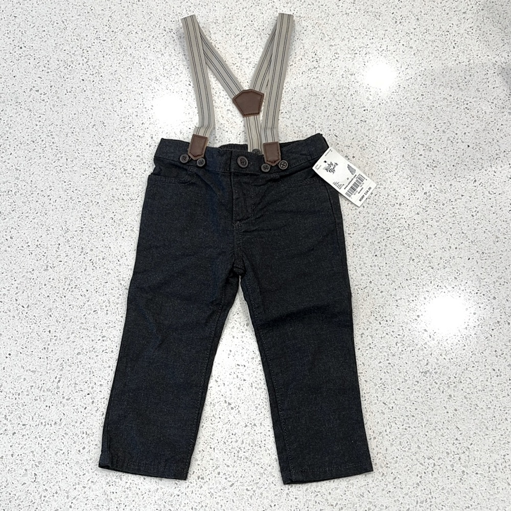 New with tags! OshKosh B’gosh pants with suspenders infant size 9-12 months